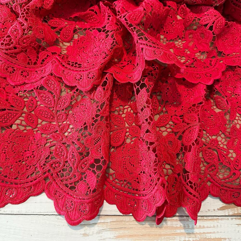 Self-Portrait Red Lace Tiered Mini Dress - Picture 12 of 12